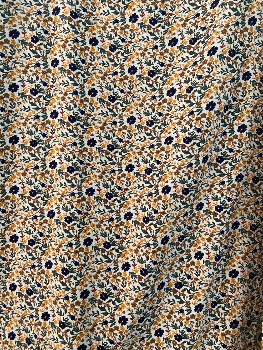 Max Studio Beige Floral Midi Dress with Navy & Mustard Accents M - Picture 5 of 9